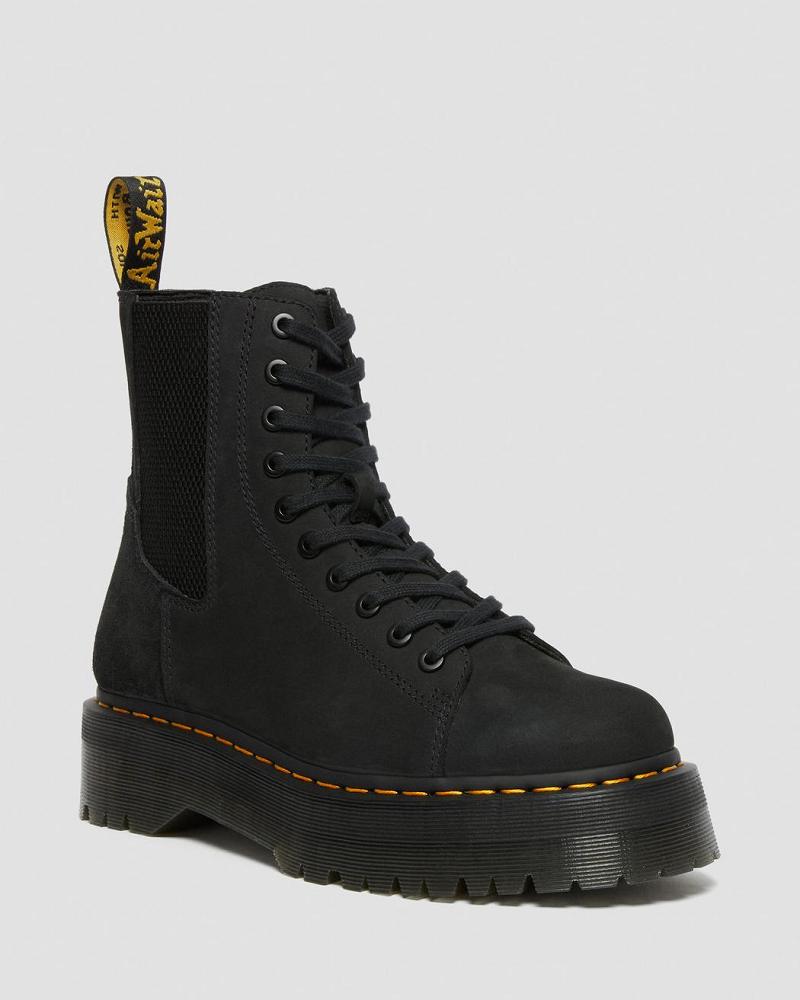 Black Women\'s Dr Martens Jadon Nubuck Leather Platform Boots | CA 241YXF